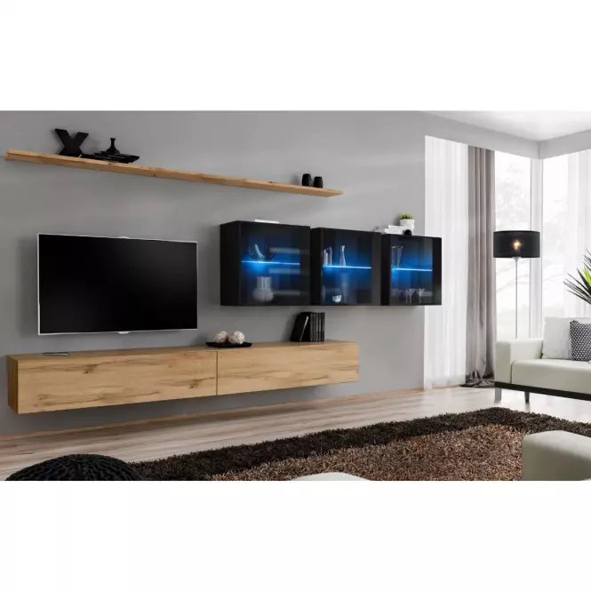 Závesná skrinka Switch WW3 čierna +LED