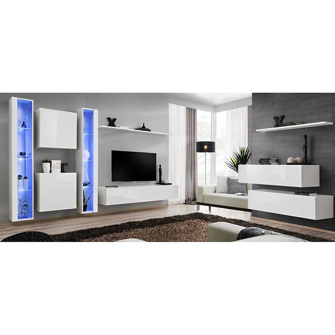 Obývacia stena Switch XVI Sklo +LED Biely