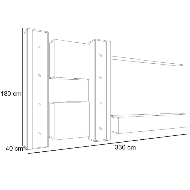 Obývacia stena Switch XVI Sklo +LED Grafit,2