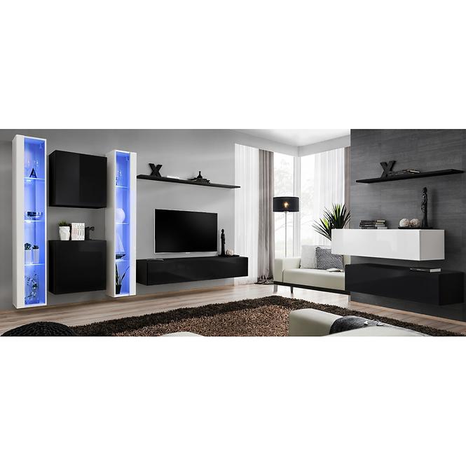 Obývacia stena Switch XVI Sklo +LED Biely/čierna