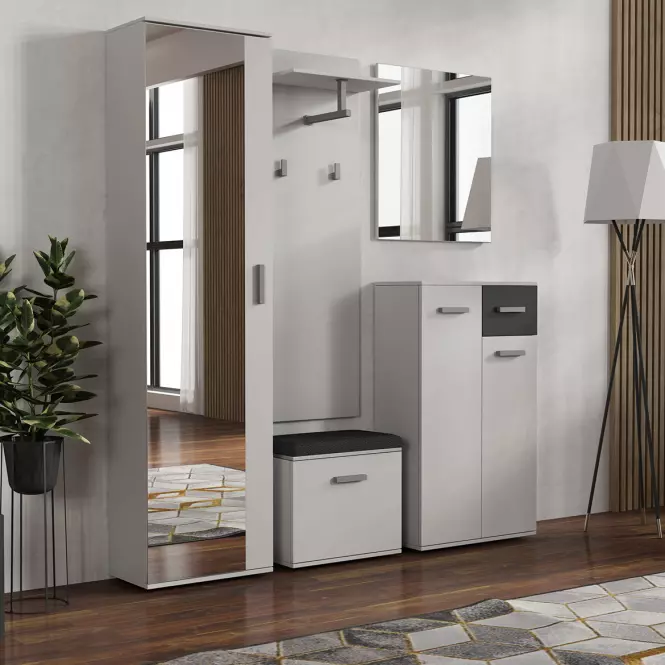 Skrinka na topánky Justus 05 White/ Black Gloss
