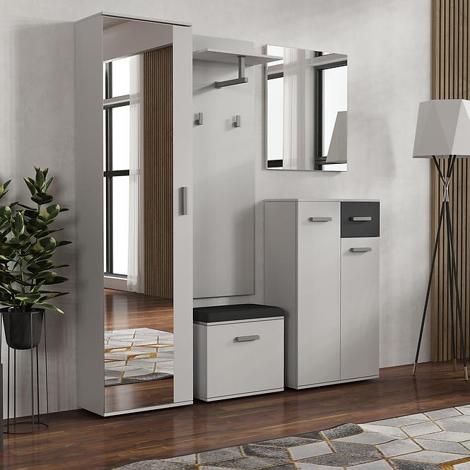 Skrinka na topánky Justus 05 White/ Black Gloss