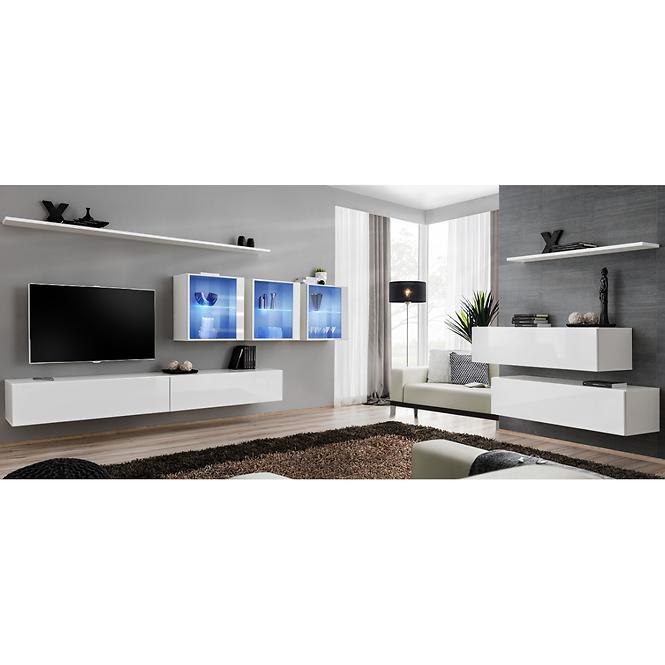Obývacia stena Switch XVII Sklo +LED  Biely