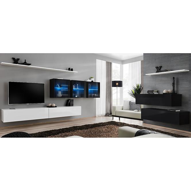 Obývacia stena Switch XVII Sklo +LED  Biely/čierna
