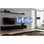 Obývacia stena Switch XVII Sklo +LED  čierna/Biely
