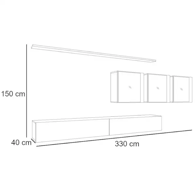 Obývacia stena Switch XVII Sklo +LED  čierna/Biely,2