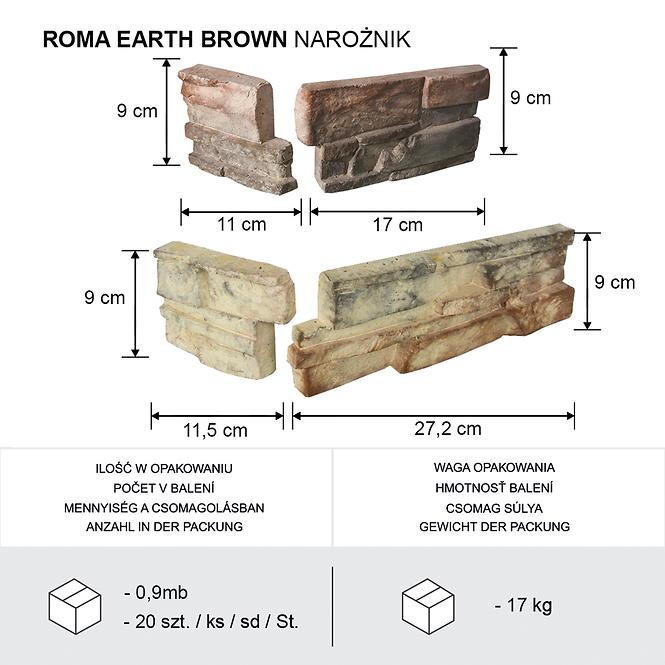 Betónový obkladový kameň Roma Earth Brown Rohový