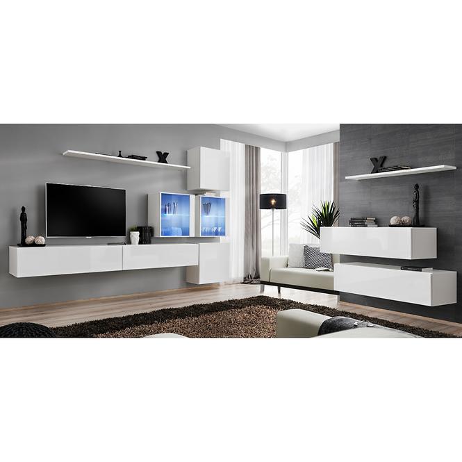 Obývacia stena Switch XIX Sklo +LED  Biely