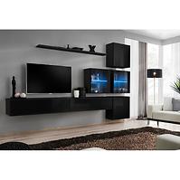 Obývacia stena Switch XIX Sklo +LED čierna Obývacia stena Switch XIX Sklo +LED čierna