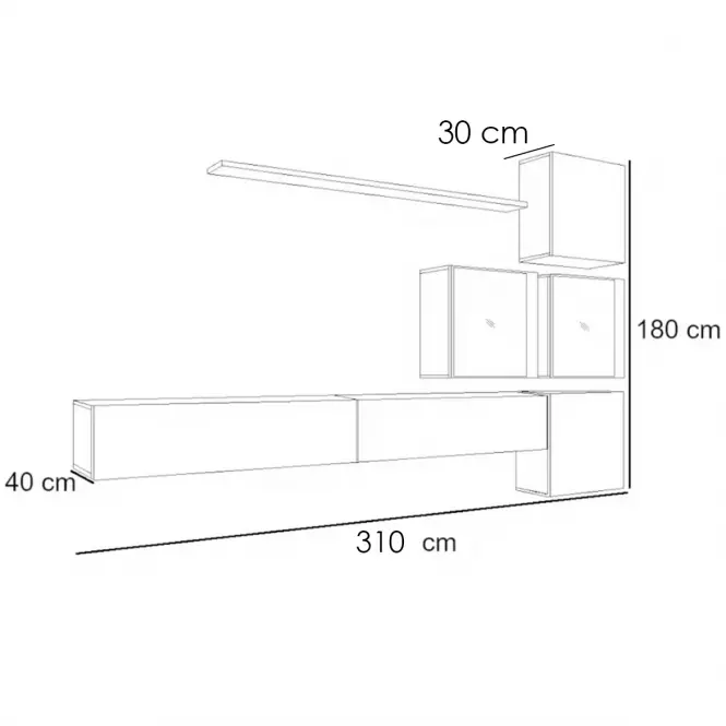 Obývacia stena Switch XIX Sklo +LED  čierna/Biely