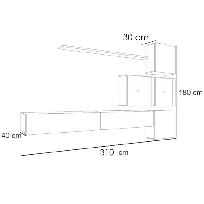 Obývacia stena Switch XIX Sklo +LED  Wotan/čierna,2