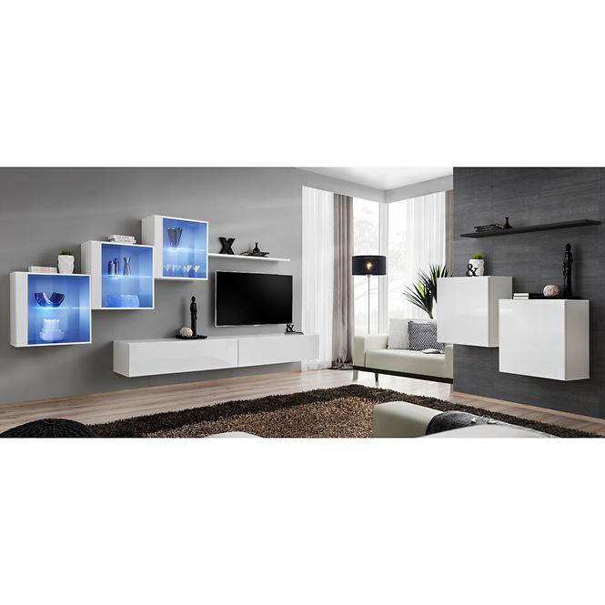 Obývacia stena Switch XIX Sklo +LED Biely