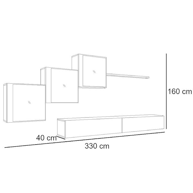 Obývacia stena Switch XIX Sklo +LED čierna/Biely