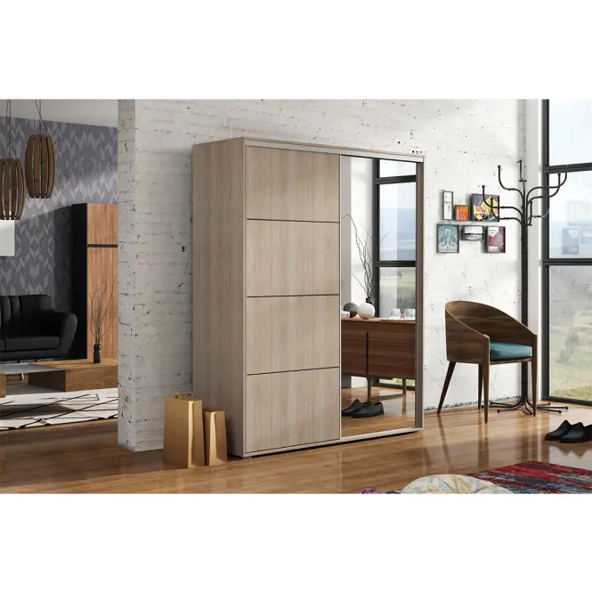 Skriňa s posuvnými dverami Pola 150 cm so zrkadlom – sonoma, dvojdverová,4
