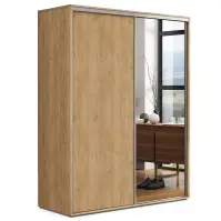 Skriňa s posuvnými dverami Blanka 150 cm so zrkadlom – craft zlatý, dvojdverová