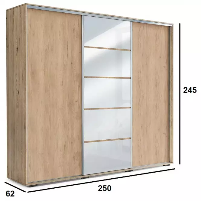 Skriňa Alicja A28 250 Zrkadlo Craft Zlatá /Biely Lacobel