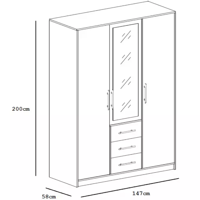 Skriňa  Bali D3 Wellington/zrkadlo,3