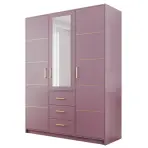 Skriňa Bali D3 147 cm so zrkadlom – slivková, trojdverová, zásuvky
