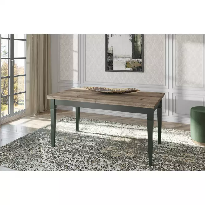Rozkladací stôl Evora 92  160/240x90cm Dub Lefkas/Zelená