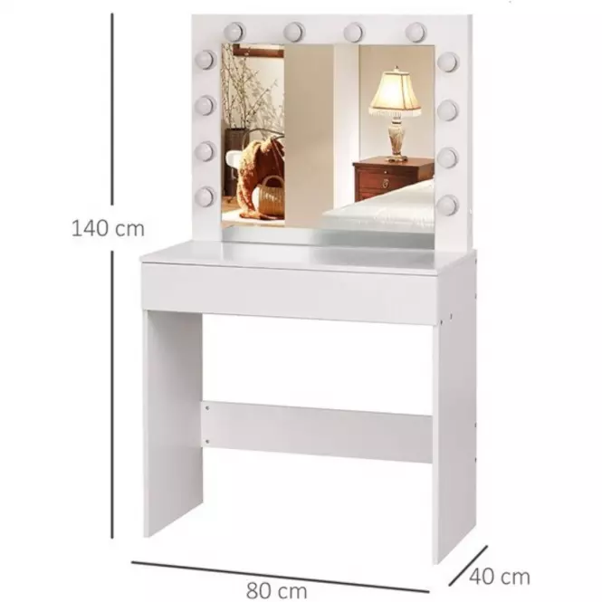 Toaletný stolík Malmo + LED biely,4