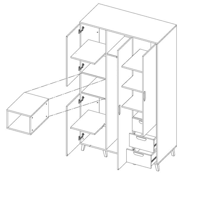 Skriňa Joker 1 120 Biely/Grafit/Šedá/Dub Lefkas