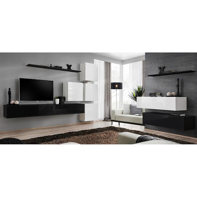 Komoda+Polička Switch Sb II Čierna /Biely/Čierna