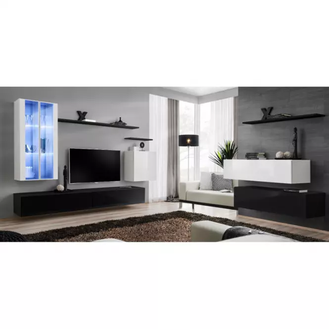 Komoda+Polička Switch Sb II Čierna /Biely/Čierna