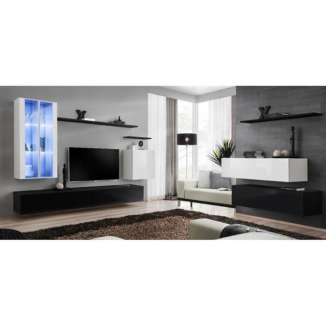 Komoda+Polička Switch Sb II Čierna /Biely/Čierna