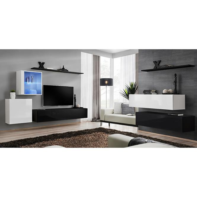 Komoda+Polička Switch Sb II Čierna /Biely/Čierna