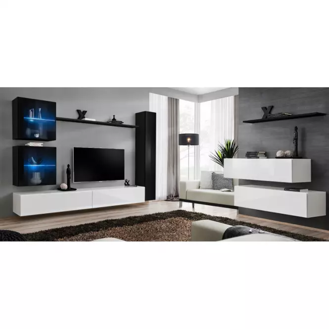 Komoda+Polička Switch Sb II Čierna /Biely/Biely