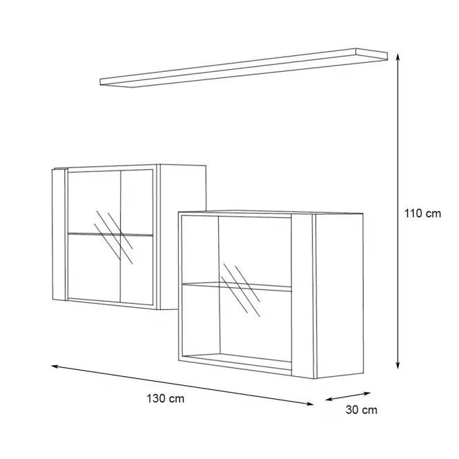 Komoda+Polička Switch Sb III Led Biely/Grafit,2