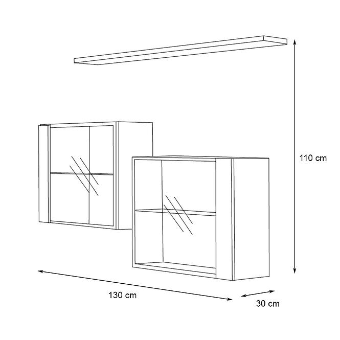 Komoda+Polička Switch Sb III Led Grafit/Biely