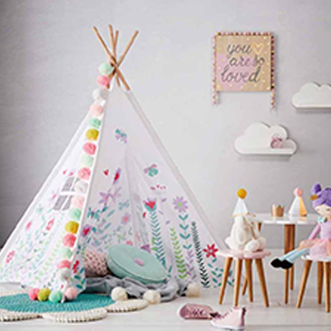 Detský stan Teepee s kvetmi,9
