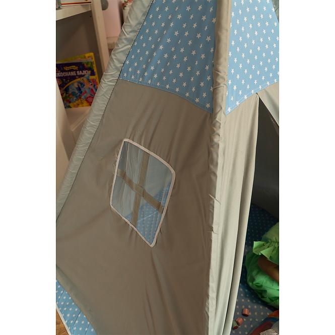 Detský stan Teepee sivo-modrý/hviezdy