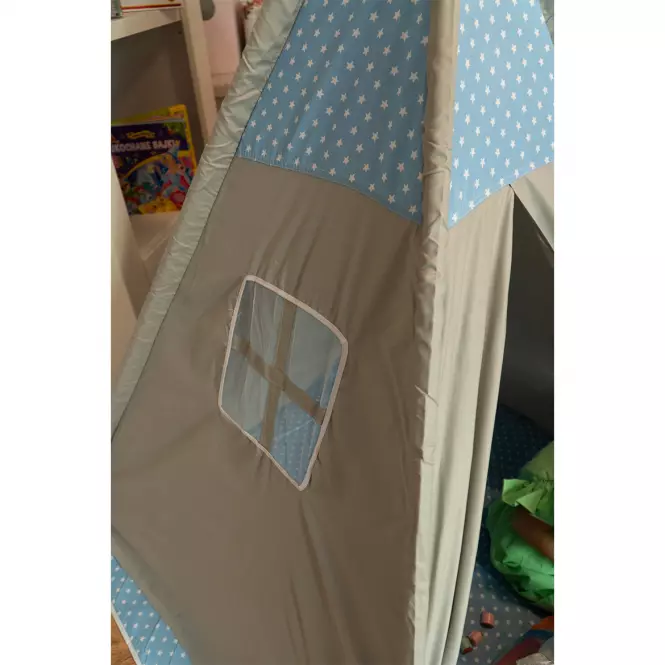 Detský stan Teepee sivo-modrý/hviezdy,2