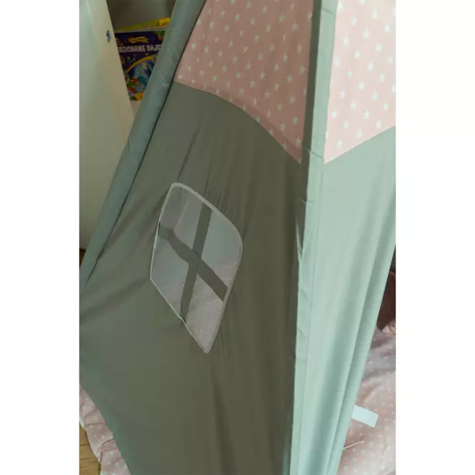 Detský stan Teepee sivo-ružový/hviezdy,3