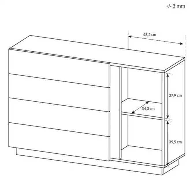 Komoda Arco D4S biela+dub grandson,4