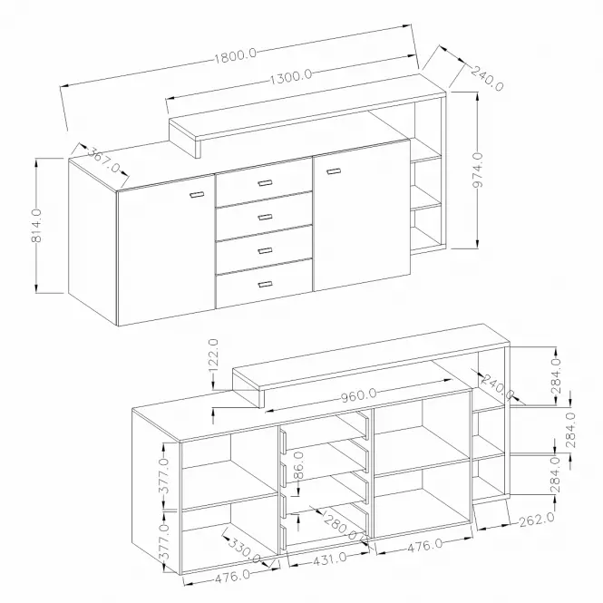 Komoda Bota 27 2d 4s Antracyt/Dub Ribbec