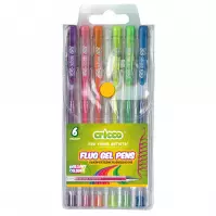 Gélové perá fluo Cricco 6 farieb