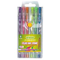 Gélové perá fluo Cricco 6 farieb
