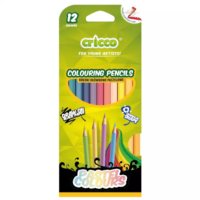 Farbičky  trojhranné  Cricco pastelové 12 farieb