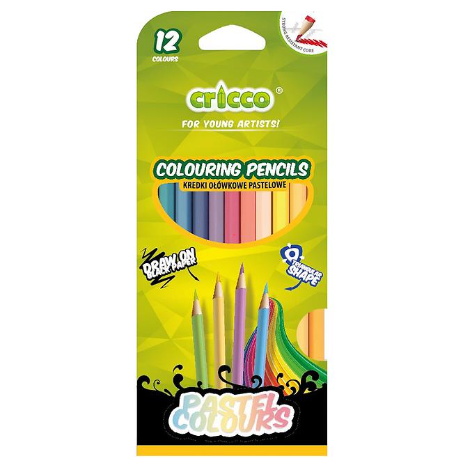 Pastelky olovkové trojuhlé Cricco pastelové 12 farieb