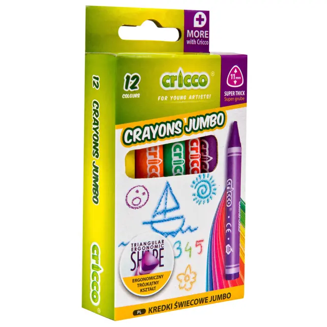 Voskovky Cricco Jumbo kpl. 12-farieb