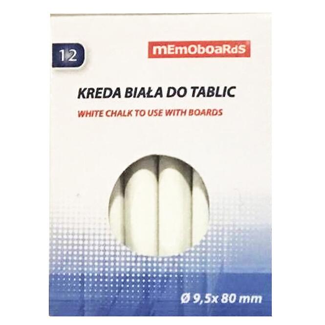 Biela krieda na tabuľu Memoboards 12 ks v krabičke Ø9,5x80 mm