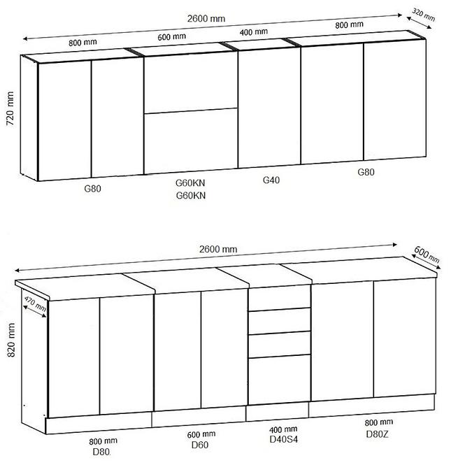 Kuchynská linka Gardena White 260 lakované