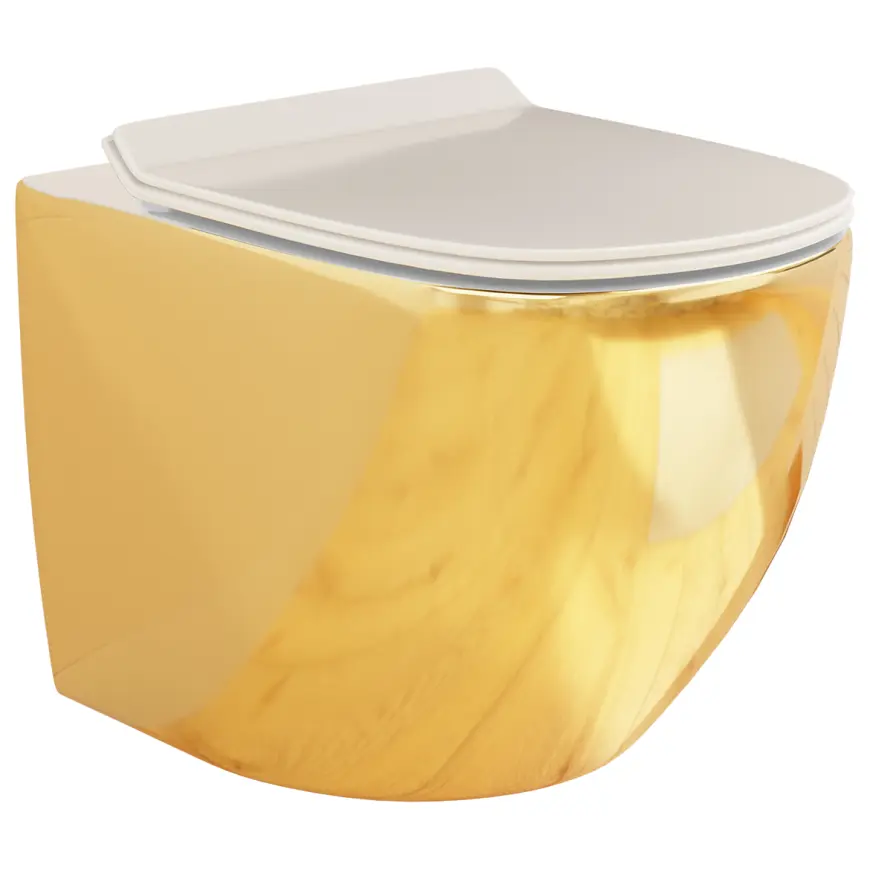 Závesná WC misa Alice II Slim gold/white so sedadlom