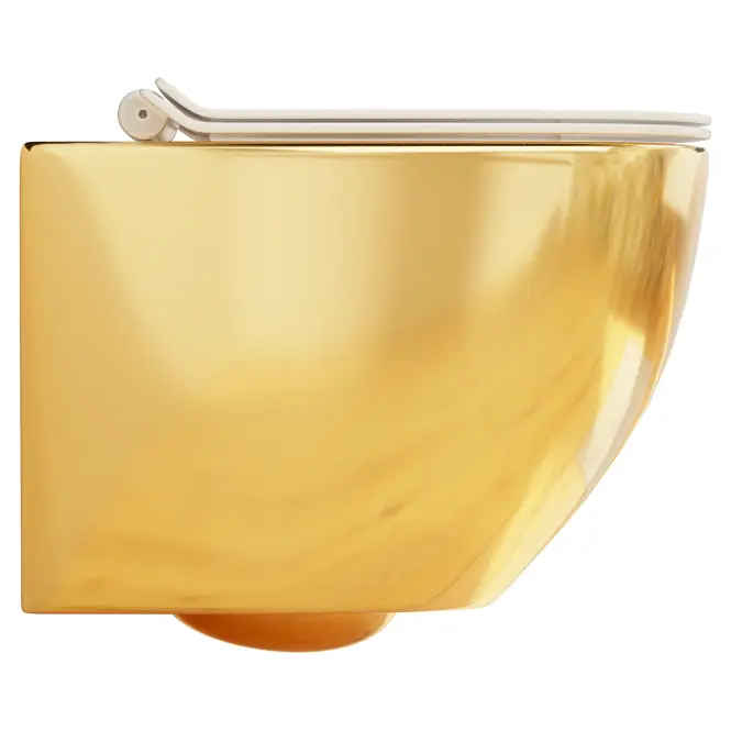 Závesná WC misa Alice II Slim gold/white so sedadlom,2