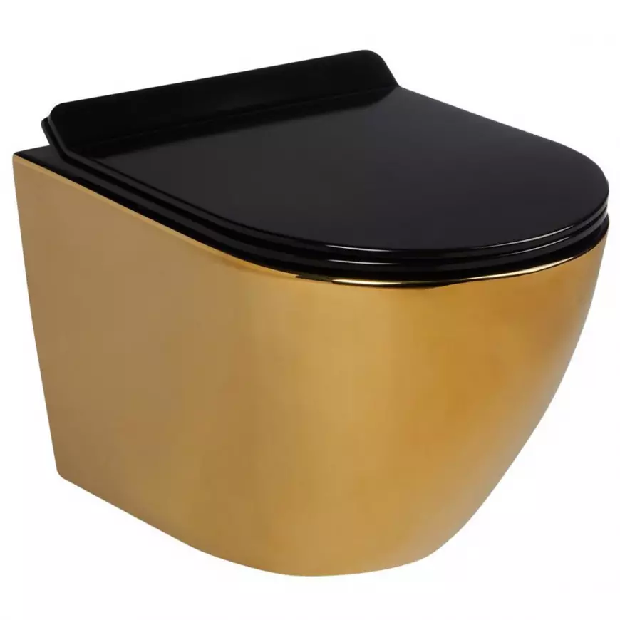 Závesná WC misa Alice II Slim gold/black s sedátkom