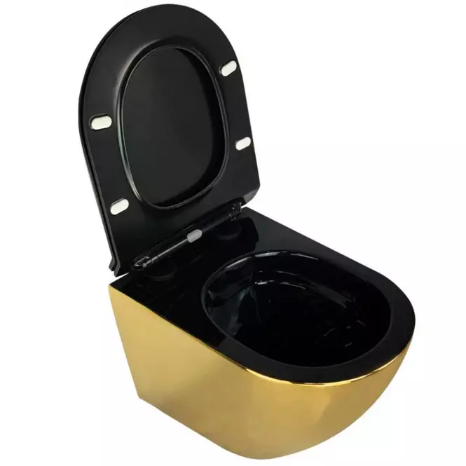 Závesná WC misa Alice II Slim gold/black s sedátkom,2