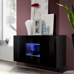Komoda Fly SBII+Sklo  čierna + LED